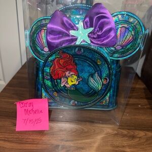 BNWT DISNEY LITTLE MERMAID STAINED GLASS COLLECTION BAG AND EARS